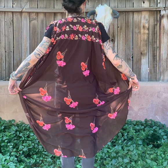 Vintage 70s Flapper Style Kimono Robe Beach Wear - Picture 4 of 11